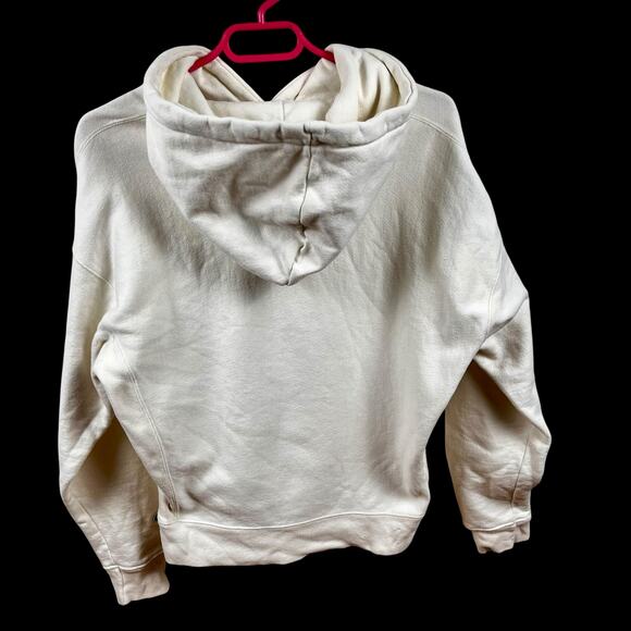 Champion Reverse Weave Hoodie L Cream GF757 Heavyweight Sweatshirt Logo Womens - Picture 11 of 16